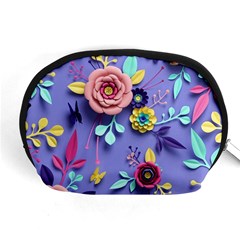 3d Flowers Pattern Flora Background Accessory Pouch (medium) by Bedest