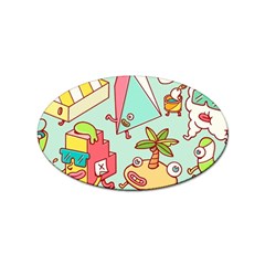 Summer Up Cute Doodle Sticker (oval) by Bedest