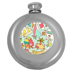 Summer Up Cute Doodle Round Hip Flask (5 Oz) by Bedest