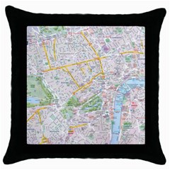 London City Map Throw Pillow Case (black) by Bedest