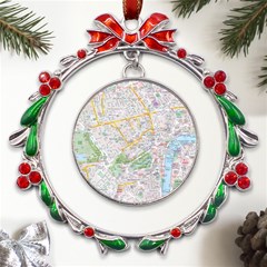 London City Map Metal X mas Wreath Ribbon Ornament by Bedest