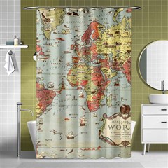 Vintage Old Antique World Map Shower Curtain 48  X 72  (small)  by Bedest