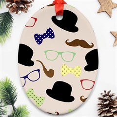 Moustache-hat-bowler-bowler-hat Oval Ornament (two Sides) by Ravend