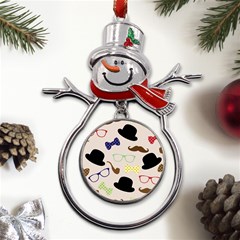 Moustache-hat-bowler-bowler-hat Metal Snowman Ornament by Ravend