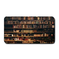 Books On Bookshelf Assorted Color Book Lot In Bookcase Library Medium Bar Mat by Ravend