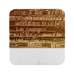 Books On Bookshelf Assorted Color Book Lot In Bookcase Library Marble Wood Coaster (square) by Ravend