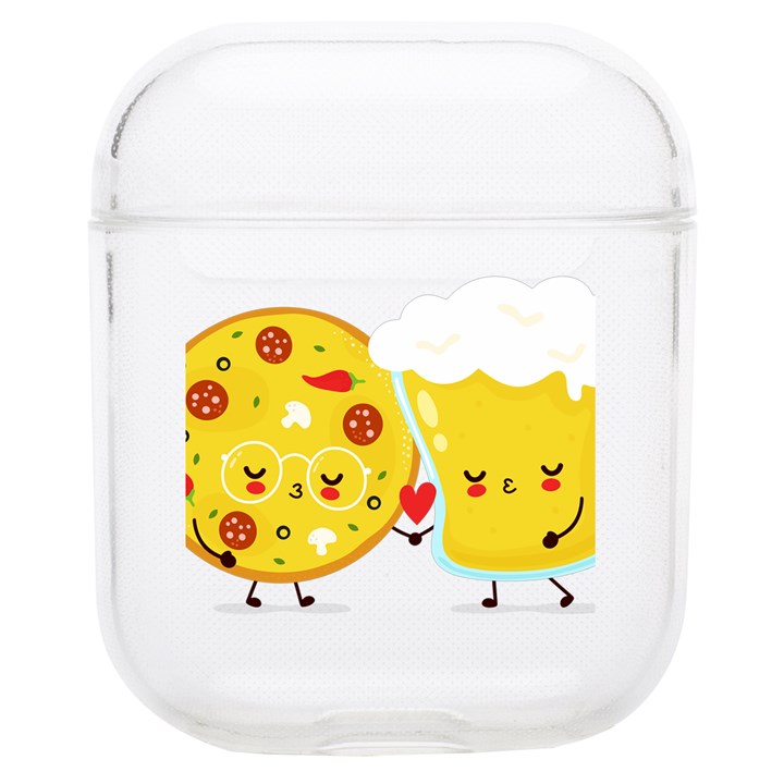 pizza and beer glass couple Soft TPU AirPods 1/2 Case