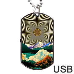 Surreal Art Psychadelic Mountain Dog Tag Usb Flash (one Side) by Ndabl3x