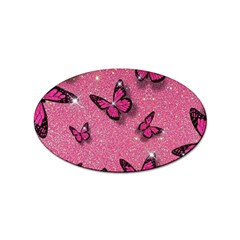 Pink Glitter Butterfly Sticker Oval (100 Pack) by Ndabl3x