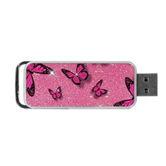 Pink Glitter Butterfly Portable Usb Flash (two Sides) by Ndabl3x