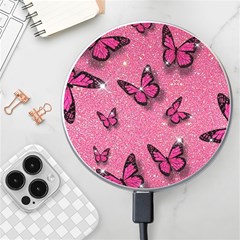 Pink Glitter Butterfly Wireless Fast Charger(white) by Ndabl3x