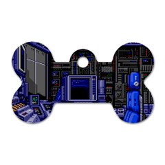 Blue Computer Monitor With Chair Game Digital Art Dog Tag Bone (one Side) by Bedest