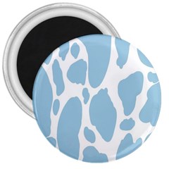 Cow Print, Aesthetic, Y, Blue, Baby Blue, Pattern, Simple 3  Magnets by nateshop