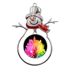 Abstract, Amoled, Back, Flower, Green Love, Orange, Pink, Metal Snowman Ornament by nateshop