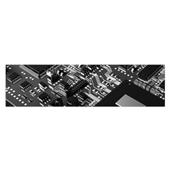 Black And Gray Circuit Board Computer Microchip Digital Art Oblong Satin Scarf (16  X 60 ) by Bedest