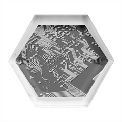 Black And Gray Circuit Board Computer Microchip Digital Art Hexagon Wood Jewelry Box by Bedest