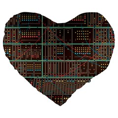 Digital Art Moog Music Synthesizer Vintage Large 19  Premium Flano Heart Shape Cushions by Bedest