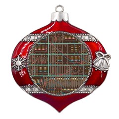 Digital Art Moog Music Synthesizer Vintage Metal Snowflake And Bell Red Ornament by Bedest