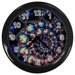 Psychedelic Colorful Abstract Trippy Fractal Wall Clock (black) by Bedest