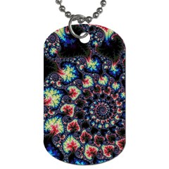 Psychedelic Colorful Abstract Trippy Fractal Dog Tag (two Sides) by Bedest