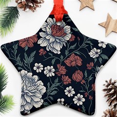 Flower Pattern Star Ornament (two Sides) by Bedest