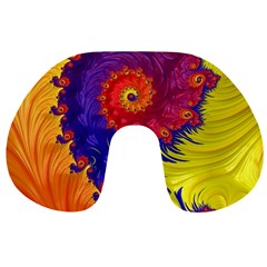 Fractal Spiral Bright Colors Travel Neck Pillow by Proyonanggan