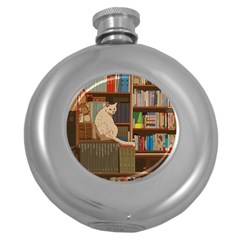 Library Aesthetic Round Hip Flask (5 Oz) by Sarkoni