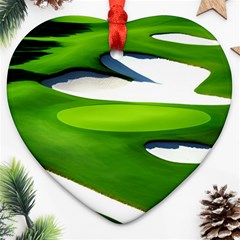 Golf Course Par Green Heart Ornament (two Sides) by Sarkoni