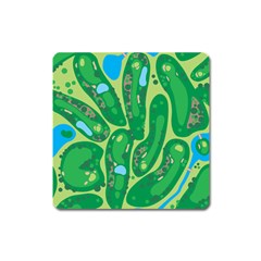 Golf Course Par Golf Course Green Square Magnet by Sarkoni