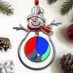 Abstract Circles, Art, Colorful, Colors, Desenho, Modern Metal Snowman Ornament by nateshop