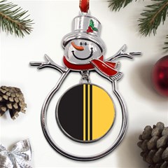 Abstract Design, Minimal, Abstract, Black, Desenho, Flat Metal Snowman Ornament by nateshop