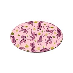 Pink Tigers And Tropical Leaves Patern Sticker Oval (10 Pack) by Sarkoni