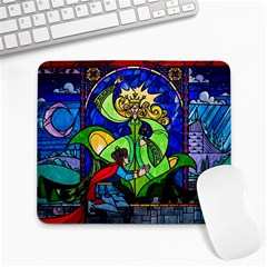 Beauty And The Beast Stained Glass Rose Large Mousepad by Sarkoni