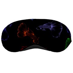 Vector Aquarium Guppies Seamless Fish Pattern With Black Background Sleep Mask by Grandong