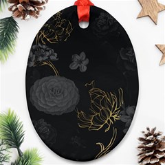 Dark And Gold Flower Patterned Ornament (oval) by Grandong