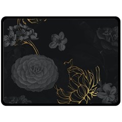 Dark And Gold Flower Patterned Two Sides Fleece Blanket (large) by Grandong