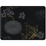 Dark And Gold Flower Patterned Two Sides Fleece Blanket (Large) 80 x60  Blanket Front