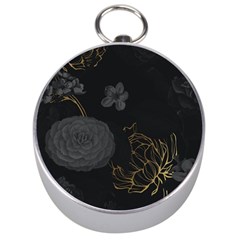 Dark And Gold Flower Patterned Silver Compasses by Grandong