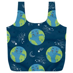 Seamless Pattern Cartoon Earth Planet Full Print Recycle Bag (xxl) by Grandong