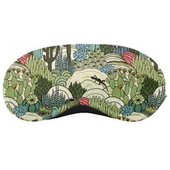 Playful Cactus Desert Landscape Illustrated Seamless Pattern Sleep Mask by Grandong