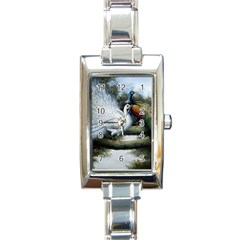 Canvas Oil Painting Two Peacock Rectangle Italian Charm Watch by Grandong