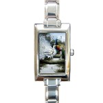 Canvas Oil Painting Two Peacock Rectangle Italian Charm Watch Front