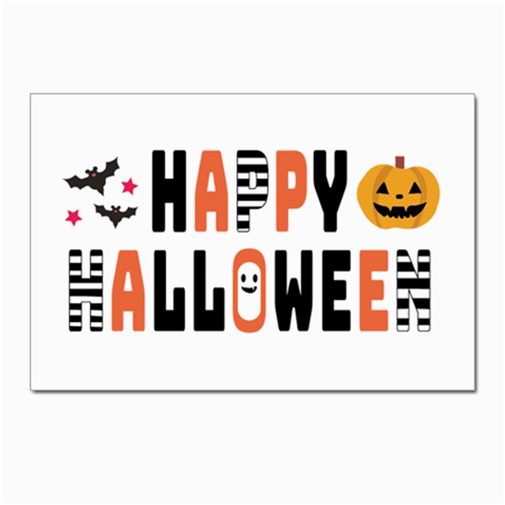 Happy Halloween Slot Text Orange Postcards 5  x 7  (Pkg of 10)