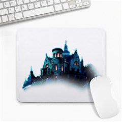 Blue Castle Halloween Horror Haunted House Large Mousepad by Sarkoni