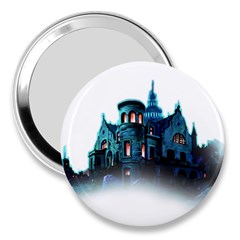 Blue Castle Halloween Horror Haunted House 3  Handbag Mirrors by Sarkoni