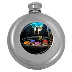 Teenage Mutant Ninja Turtles Leonardo Raphael Michelangelo Donatello Round Hip Flask (5 Oz) by Sarkoni