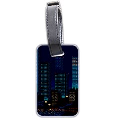 Pixel Art Night City Japan Luggage Tag (two Sides) by Sarkoni