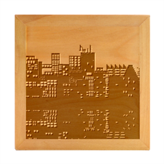 Pixel Art City Wood Photo Frame Cube by Sarkoni