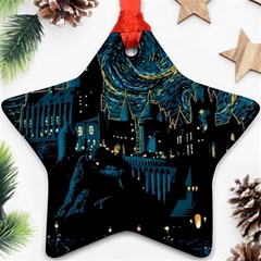 Hogwarts Starry Night Van Gogh Star Ornament (two Sides) by Sarkoni