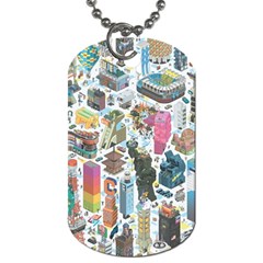 City Pattern Pixel Art Japan Dog Tag (two Sides) by Sarkoni